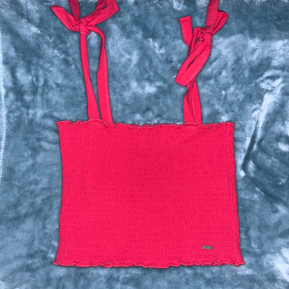 Hollister // Red Tie Shoulder Top